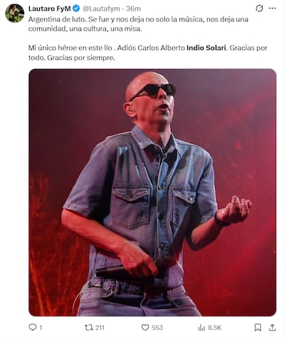 Las reacciones en las redes a la muerte del Indio Solari (Captura: X)