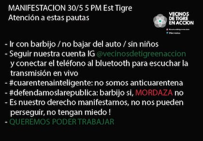 Las recomendaciones para asistir a la protesta anticuarentena