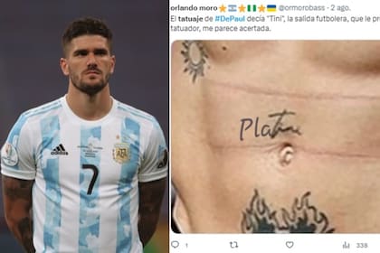 Las redes estallaron de memes con sugerencias a De Paul por su tatuaje con el nombre de Tini