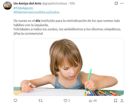 Las redes sociales se llenaron de memes por el Día Internacional de los Zurdos (Captura: X)