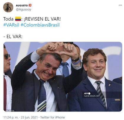 Las referencias a Jair Bolsonaro y Alejandro Domínguez tampoco faltaron. Fuente: Twitter.