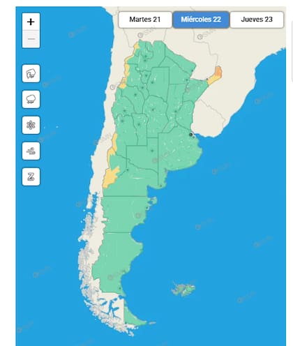 Las regiones afectadas climáticamente, según el SMN