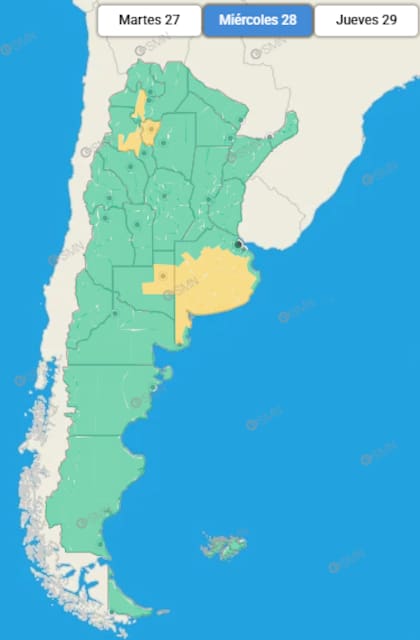 Las regiones afectadas para este miércoles