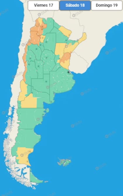 Las regiones del país que se verán afectadas, según el SMN