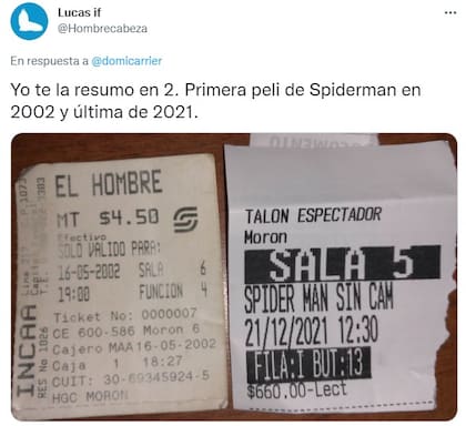 Las repercusiones del tuit sobre la inflación en entradas de cine (Twitter)