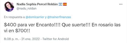 Las repercusiones del tuit sobre la inflación en entradas de cine (Twitter)