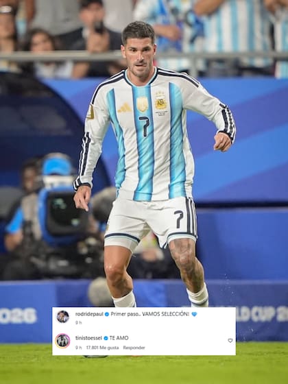 Las románticas palabras de Tini Stoessel para Rodrigo De Paul (Foto: Instagram @rodridepaul)