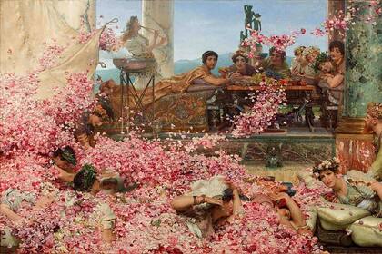 "Las rosas de Heliogábalo", del pintor holandés Lawrence Alma-Tadema, inspirado en un episodio de la "Historia Augusta" que cuenta que Heliogábalo mandó arrojar por sorpresa tal cantidad de pétalos de rosas sobre los invitados a una de sus fiestas que algunos de ellos murieron asfixiados
