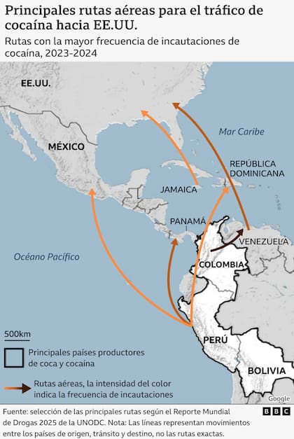Las rutas aéreas.