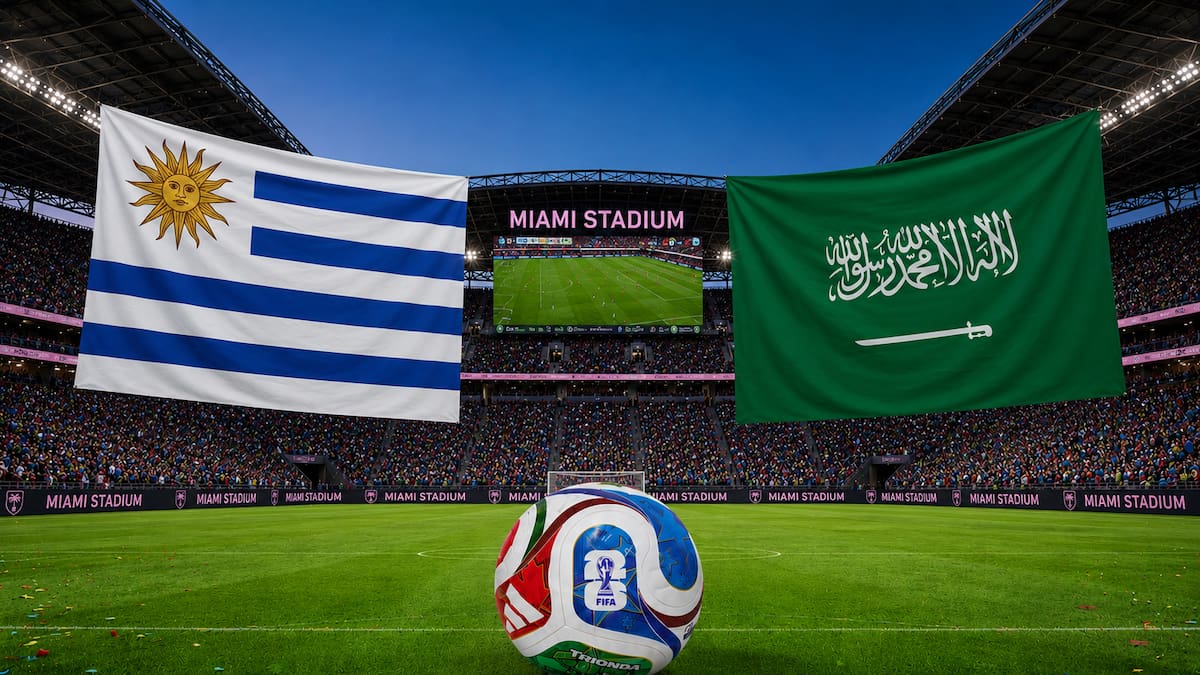 Uruguai x Arábia Saudita AO VIVO Copa do Mundo de 2026: horário, TV e escalações