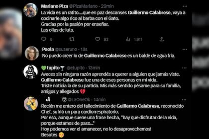 Las sentidas despedidas para Guillermo Calabrese (Captura Twitter)