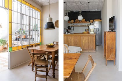 Las sillas y la mesa del comedor son herencia de su abuela Zuni, que la usaba todos los domingos para amasar pan y pastas. “Acá hago sus recetas junto con mis hijas. En la parte de abajo todavía hay un dibujo que hice con tiza a los 4 años. Estoy muy feliz de tenerla”.