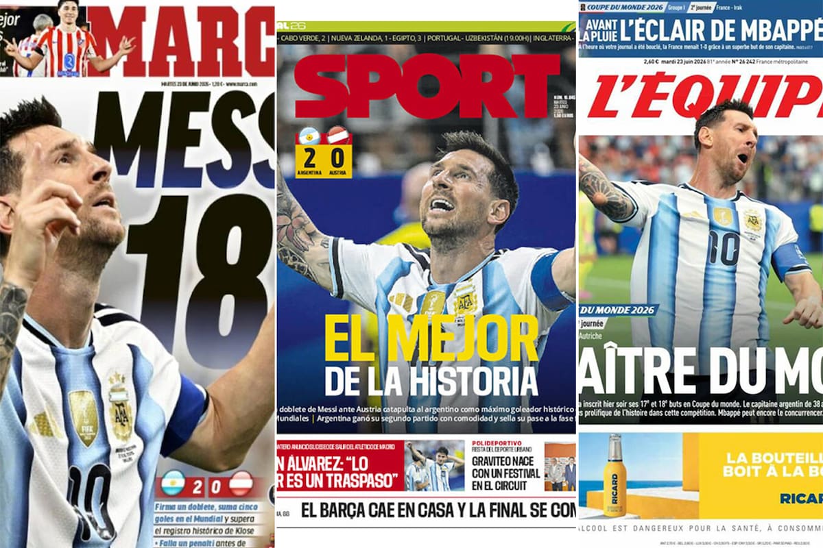 Las tapas de los diarios del mundo tras el triunfo de la Selección Argentina frente a Austria en el Mundial de fútbol 2026