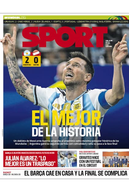 Las tapas de los diarios del mundo tras el triunfo de la Selección Argentina frente a Austria en el Mundial de fútbol 2026