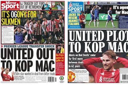 Las tapas de Mirror Sport y Daily Express: ¿Alexis Mac Allister puede pasar al Manchester United?