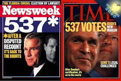 Las tapas de Newsweek y Time con la polémica elección de Florida en 2000, que llevó a Gerorge W. Bush a la Casa Blanca