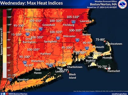Las temperaturas en Massachusetts podrían superar los 41 grados el miércoles