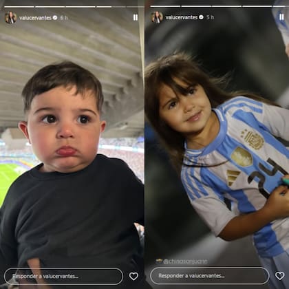 Las tiernas fotos de Benjamín y Olivia durante el partido (Foto: Instagram @valucervantes)