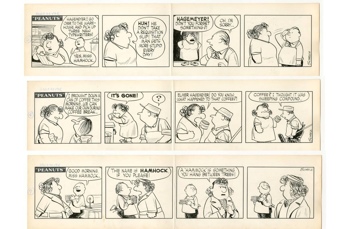Las tres tiras redescubiertas fueron dibujadas por Charles M. Schulz en la década de 1950