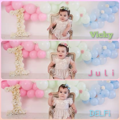 Las trigemelas Victoria, Delfina y Julieta celebran su primer año