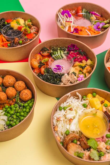 Las variedad de propuestas de ensaladas que ofrece Kitchenita