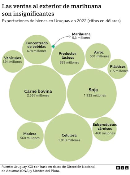 Las ventas al exterior de marihuana