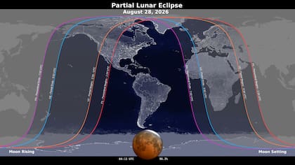 Las zonas desde donde se podrá observar el eclipse lunar de agosto