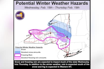 Las zonas en alerta por clima severo en Nueva York hasta el jueves
