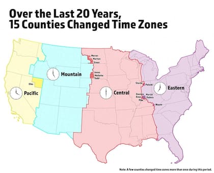 Las zonas horarias en Estados Unidos
