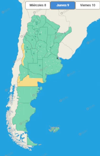 Las zonas que afrontarán condiciones climáticas adversas, según el SMN