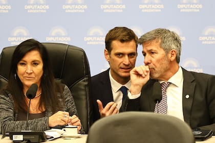 Laura Rodríguez Machado, presidenta de la Comisión de Legislación Penal; Javier Sánchez Wrba y Martín Ardohain, diputados del PRO