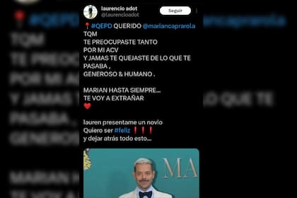 Laurencio Adot contó el gran deseo de Mariano (Captura Twitter)