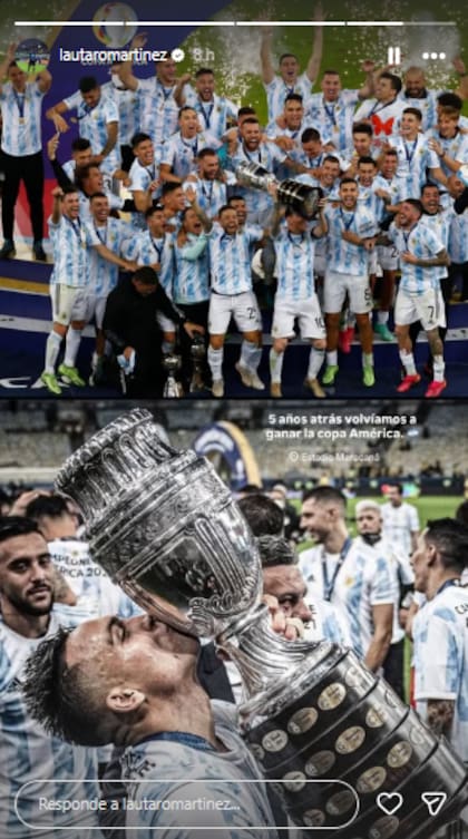 Lautaro Martínez celebró el quinto aniversario de la Copa América 2021 (Foto: Instagram @lautaromartinez)