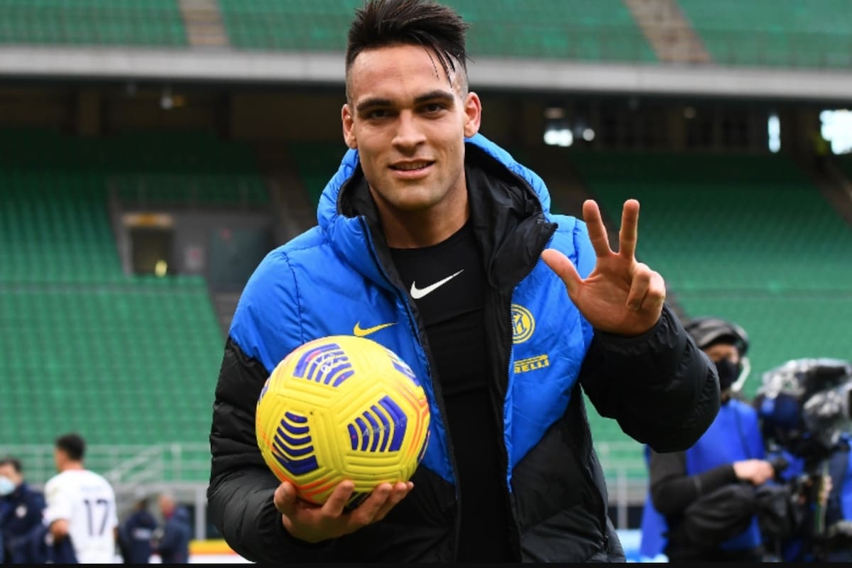 Lautaro Martínez con su primer hat-trick en la serie A de Italia