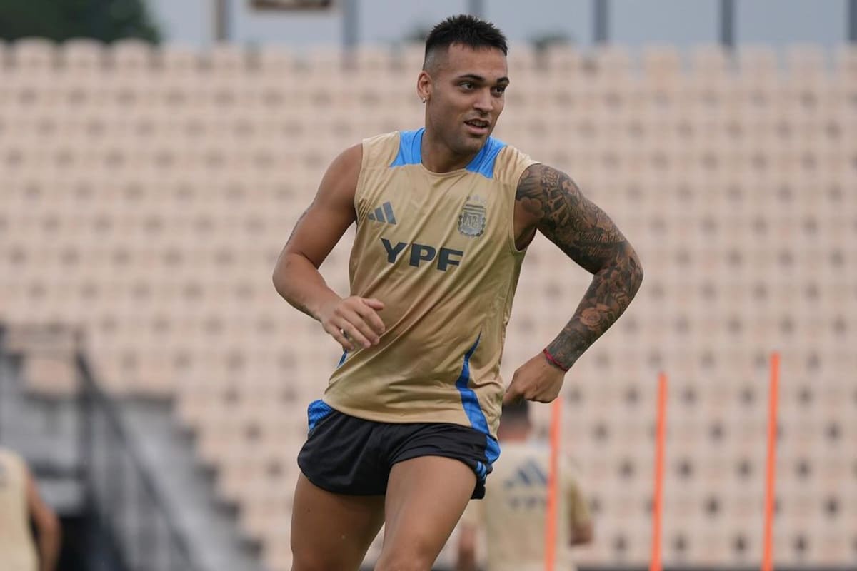 Lautaro Martínez entrenando en Atlanta junto a Messi y la selección