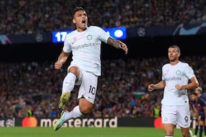 Lautaro Martínez fue una d elas figuras de Inter en el empate de su equipo por 3 a 3 ante Barcelona