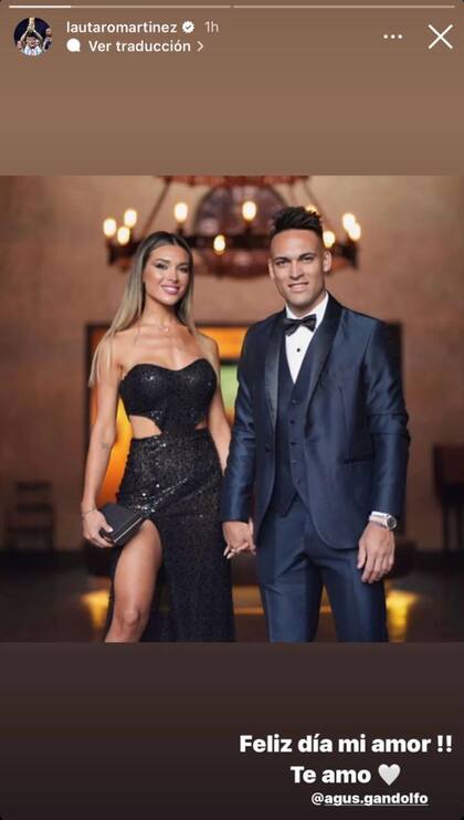 Lautaro Martínez y su mensaje de San Valentín para su mujer Agustina Gandolfo (Foto: Instagram)