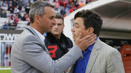 Lavallén y Marcelo Gallardo, DT de River, en el Monumental
