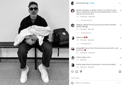 Lavezzi subió una foto con su hijo recién nacido y le llovieron las críticas (Foto: Instagram @pocho22lavezzi)