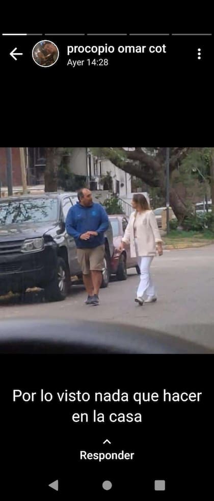 Lázaro Flores y Malena Galmarini, en la imagen que habría sacado un agente municipal de seguridad