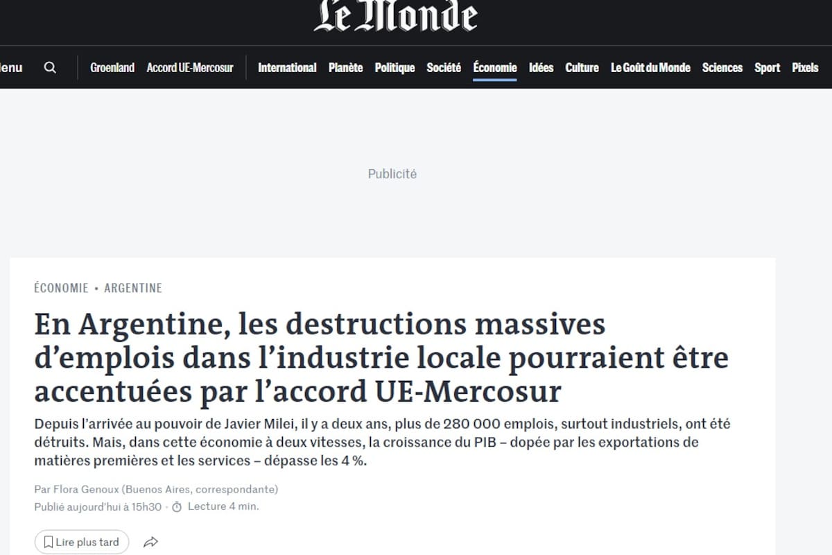 Le Monde sobre el acuerdo Mercosur-UE