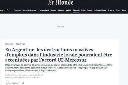 Le Monde sobre el acuerdo Mercosur-UE