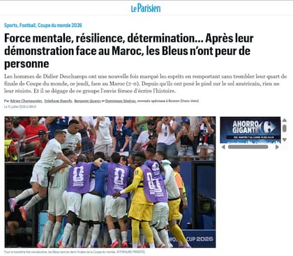Le Parisien, diario francés luego del pase de Francia a semifinales de la Copa del Mundo 2026.