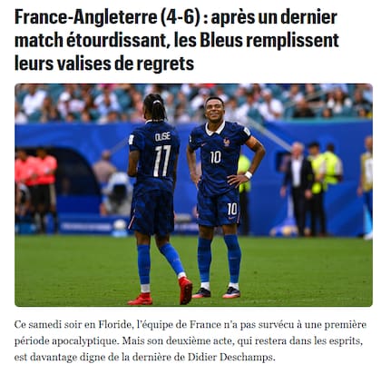 Le Parisien: "Francia-Inglaterra (4-6): Después de un último partido deslumbrante, les Bleus llenan sus valijas de arrepentimientos".