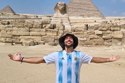 Leandro Blanco Pighi durante sus primeras horas en Egipto