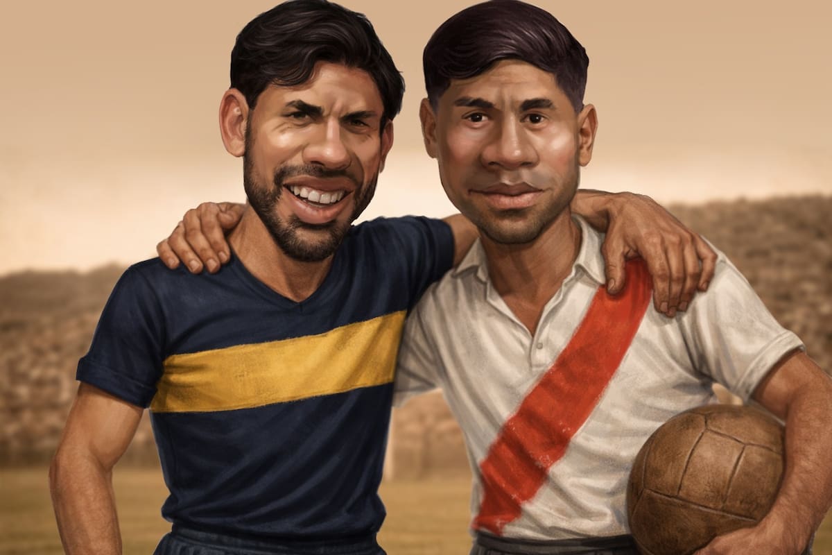 Leandro Paredes y Gonzalo Montiel, dos símbolos actuales de Boca y River pero vestidos en modo retro