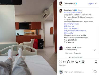 Leandro Rud recién comenzó su quimioterapia el 5 de junio de este 2026
