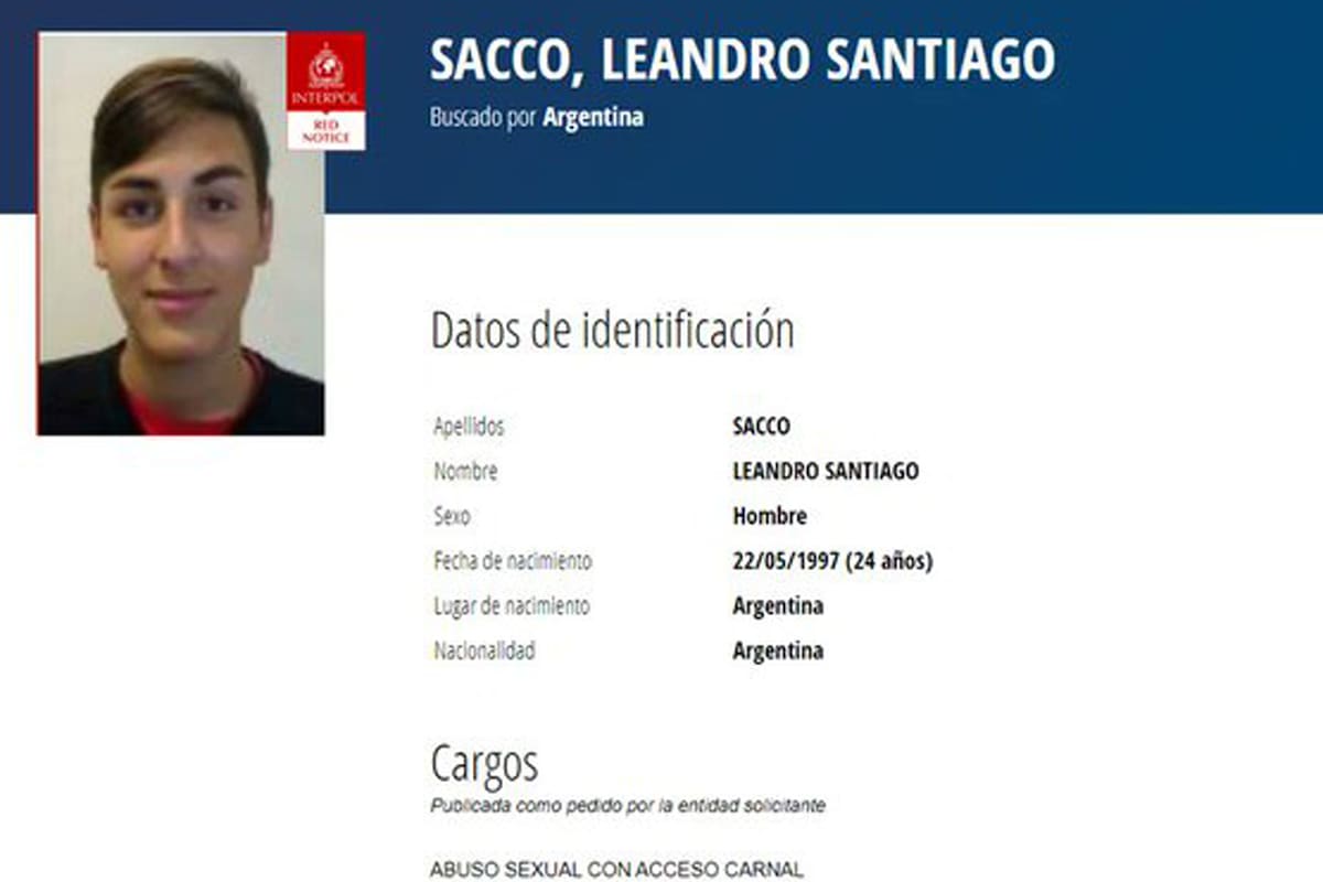 Leandro Sacco y está acusado de haber drogado y atacado sexualmente a una adolescente de 17 años en San Francisco de Córdoba