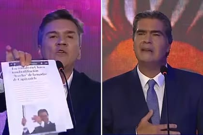 Leandro Zdero y Jorge Capitanich, durante el debate electoral, el 28 de agosto