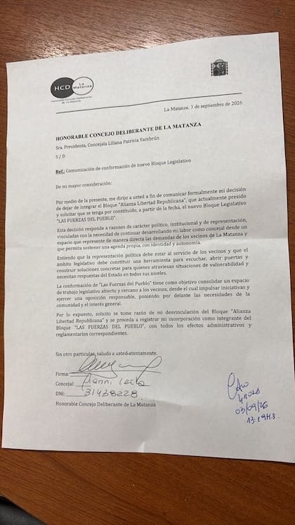 Leila Gianni anunció la conformación del monobloque Las Fuerzas del Pueblo en el concejo deliberante de La Matanza